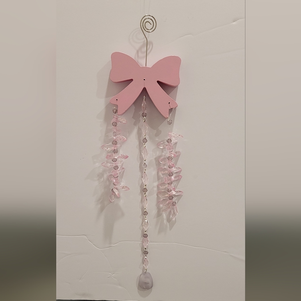 Pink Bow Hanging Decoration Or Suncatcher